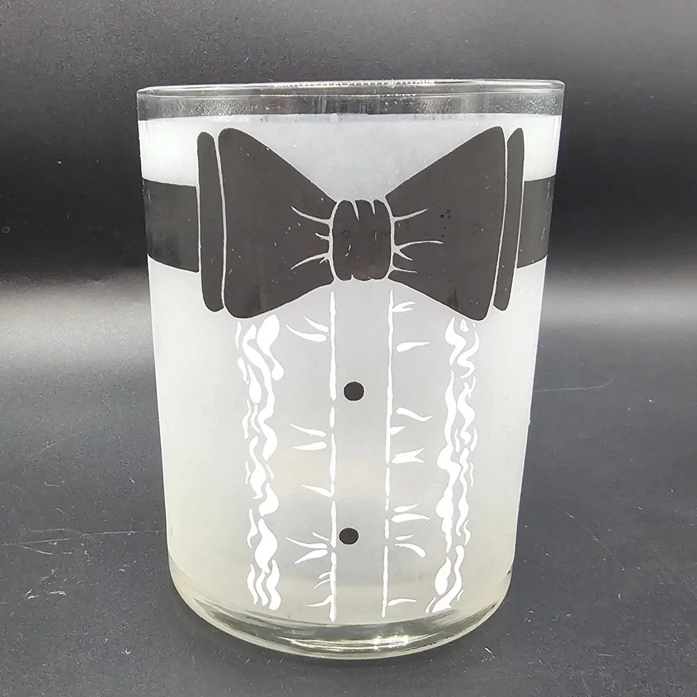 Vintage Culver Tuxedo Rocks Glass Mid Century‎ Black Tie Cocktail Barware
